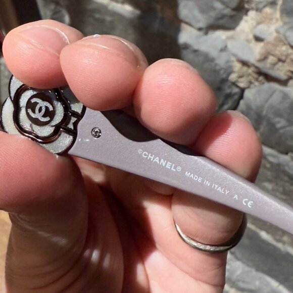 Chanel 4164 Vintage Swarovski Crystal Camellia CC Grey Sunglasses - Picture 5 of 12